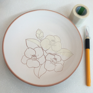陶芸のマスキング!オルファのアートナイフプロで簡単に!Pottery Masking