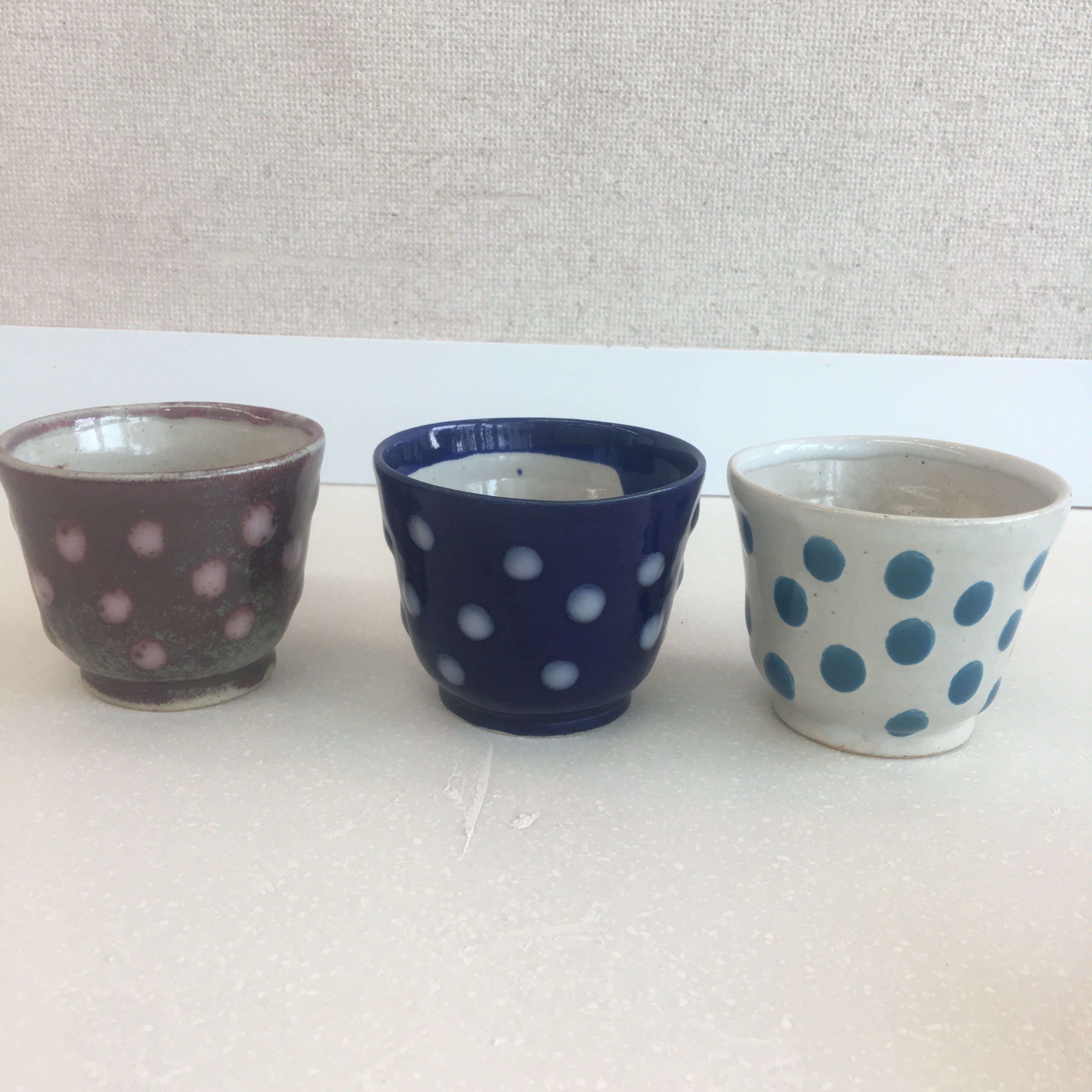 水玉模様のぐい呑3種