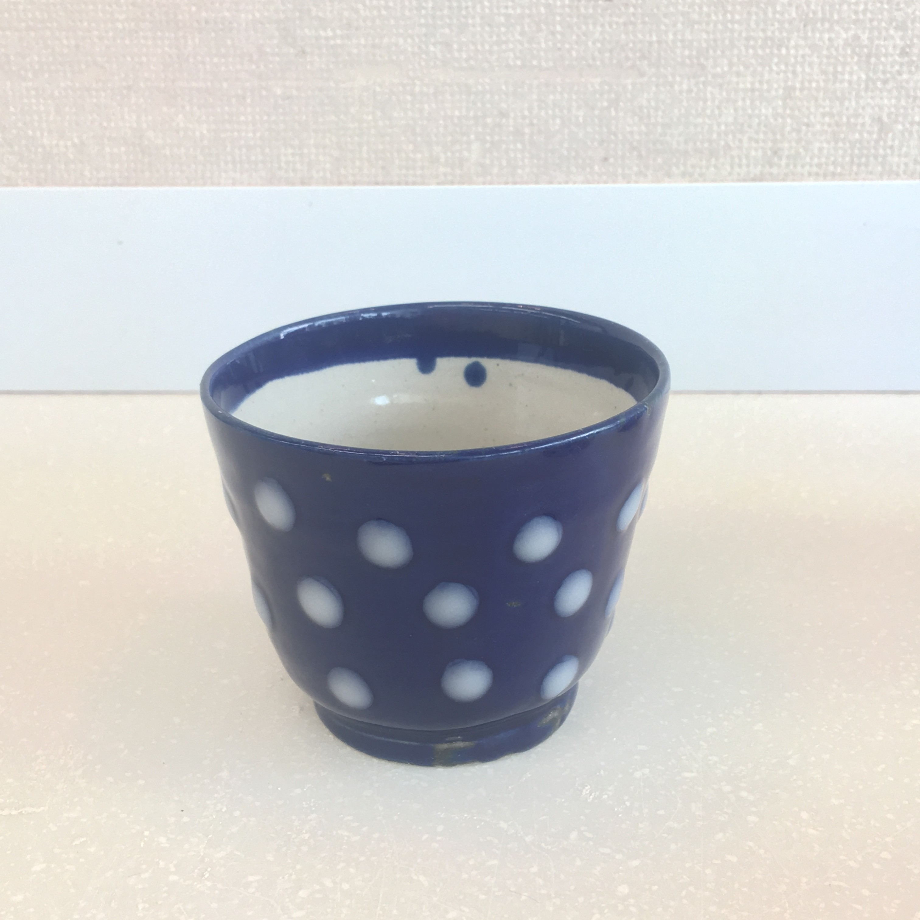 瑠璃釉に志野釉の水玉